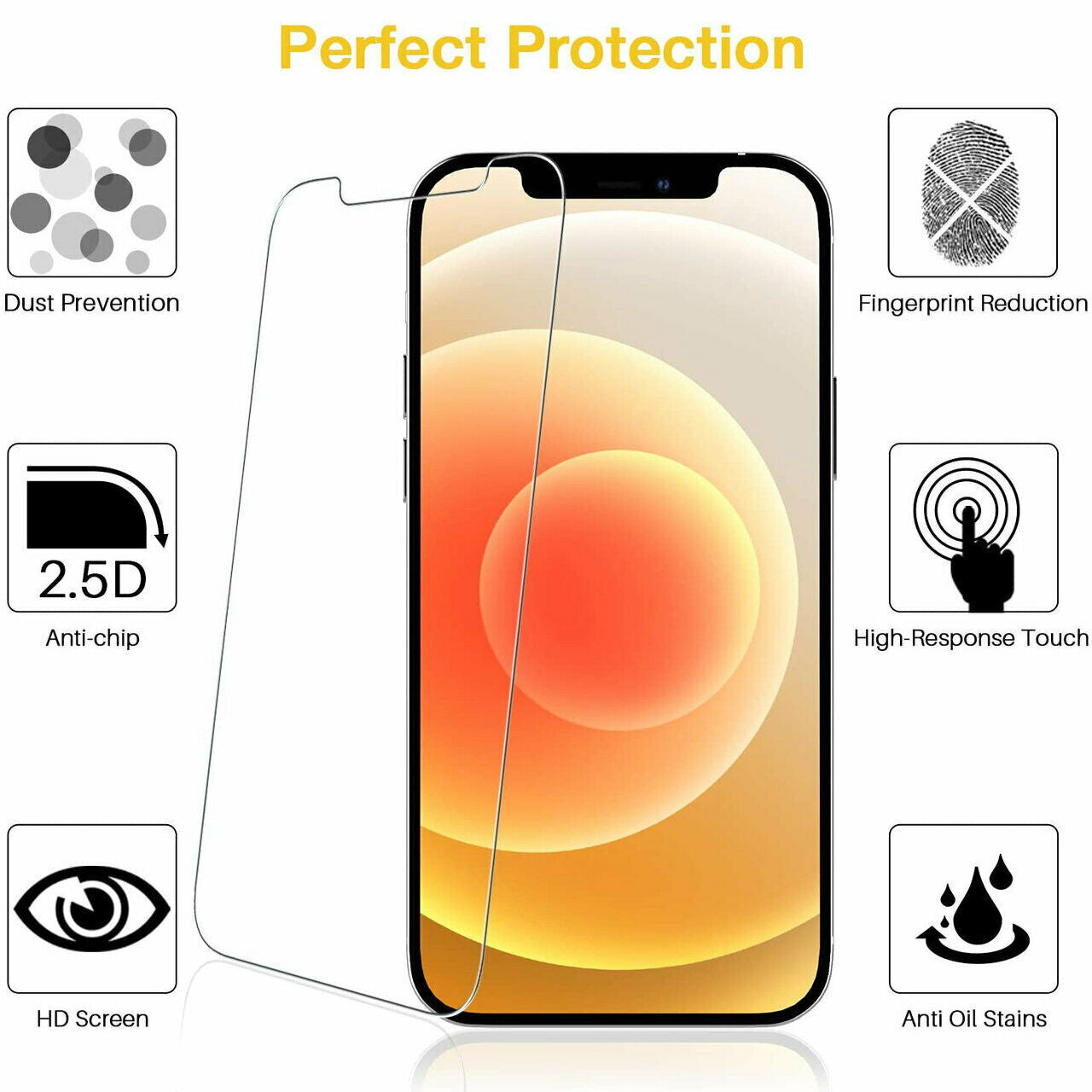 3X Tempered Glass Screen Protector for Iphone 16 15 14 13 12 11 Pro Max XR 8 7 6